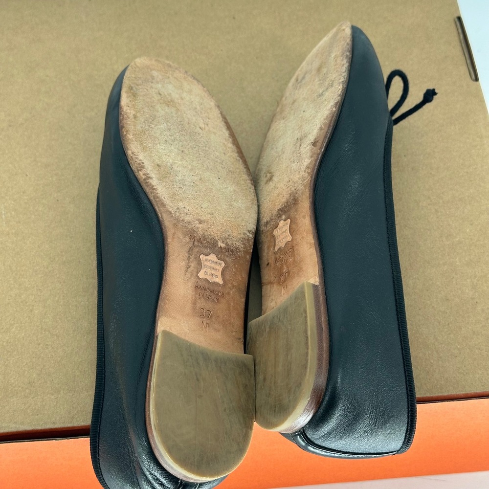 Margaux The Demi Black Nappa Leather Classic Chic Bow Ballet Flat Women's 37 N - Picture 6 of 10